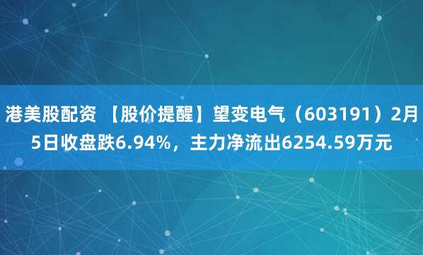港美股配资 【股价提醒】望变电气（603191）2月5日收盘跌6.94%，主力净流出6254.59万元
